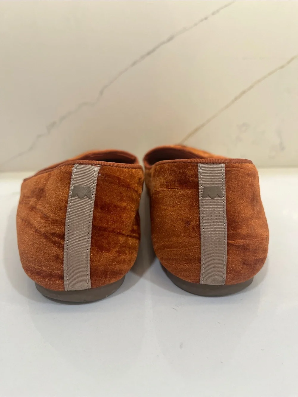 Birdies Rust Orange Velvet Smoking Loafers – Size 8.5